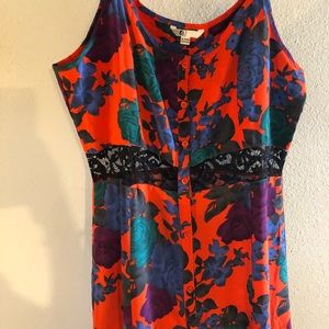 Volcom Floral Dress with Lace Waist Insert